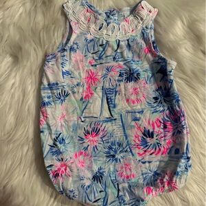 Lilly Pulitzer 4th of July fireworks onesie 3-6 mo Sea to Shining Sea